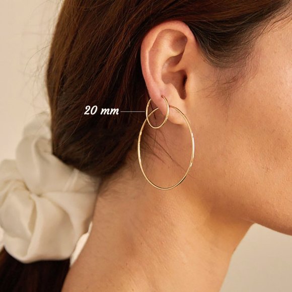 NEW Real Gold Hoops 20 mm Yellow Gold Hoop Earrings Small Hoops Pair Stamped 10K - Picture 1 of 6